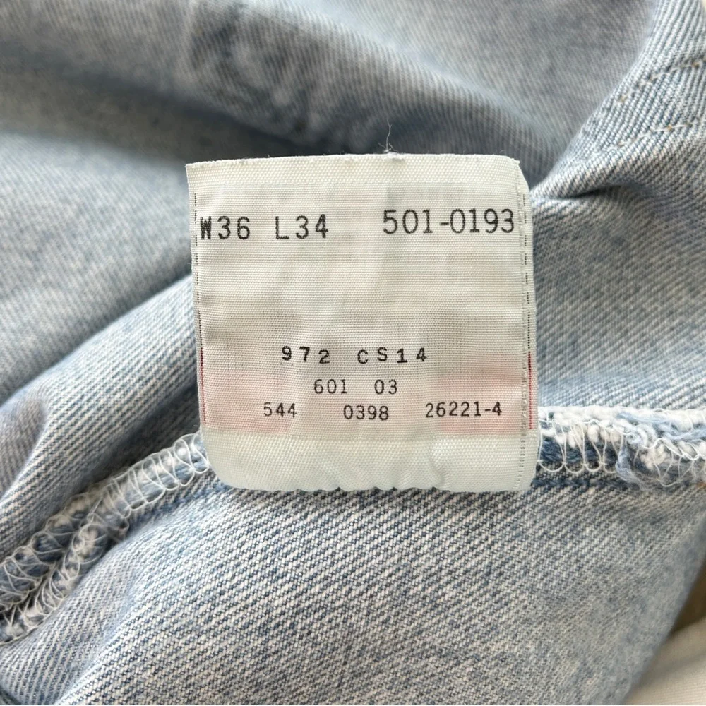 Vintage USA Made Levis 501 Denim Blue Jeans 36x34